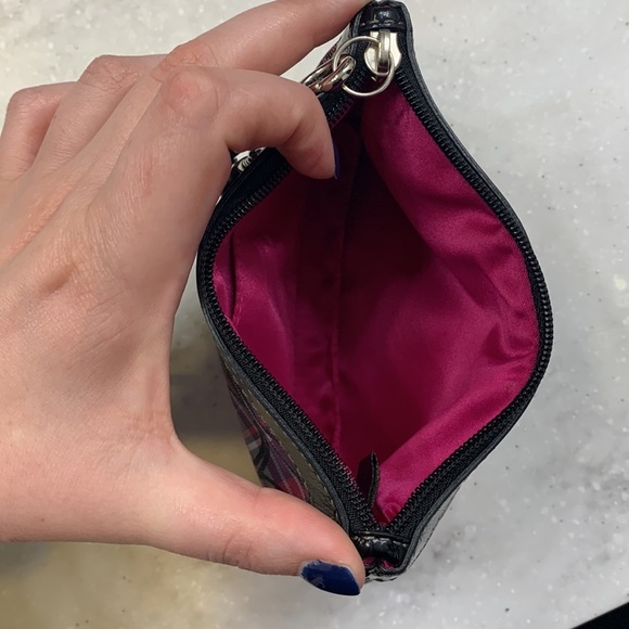 Authentic Y2K Coach Poppy Pink and Purple Tartan Plaid wristlet GUC - Picture 2 of 3